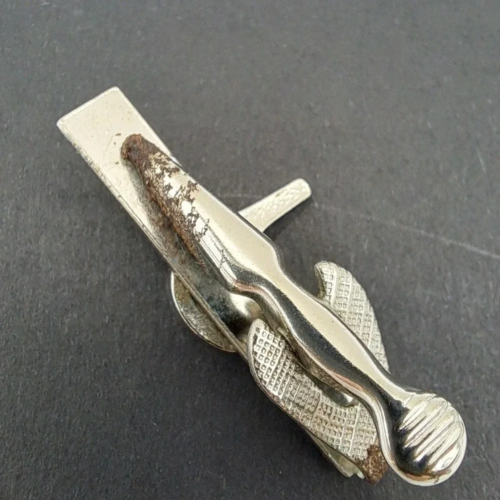 Vintage Silver Tone Golf Tie Clip and Cufflinks Set